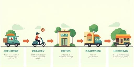 Step-by-step illustration of food delivery process